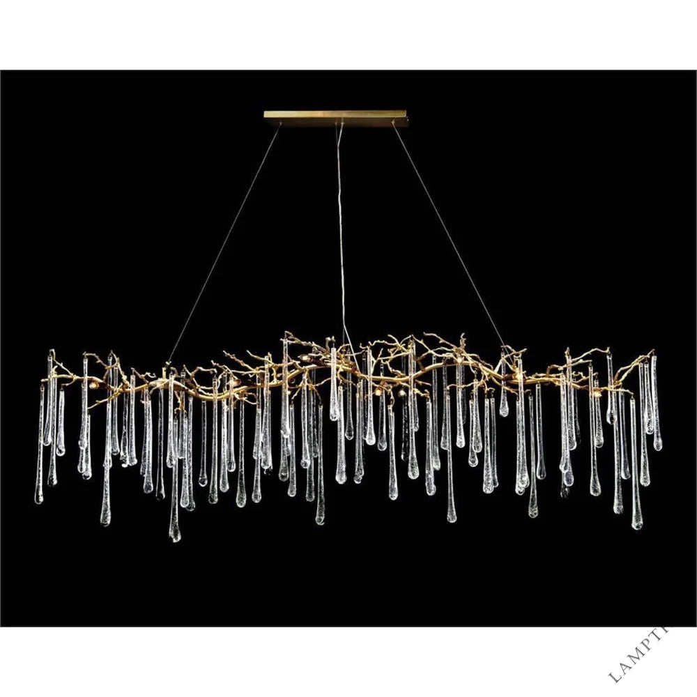 Ombrhic Glass Teardrop Fourteen-Light Horizontal Chandelier