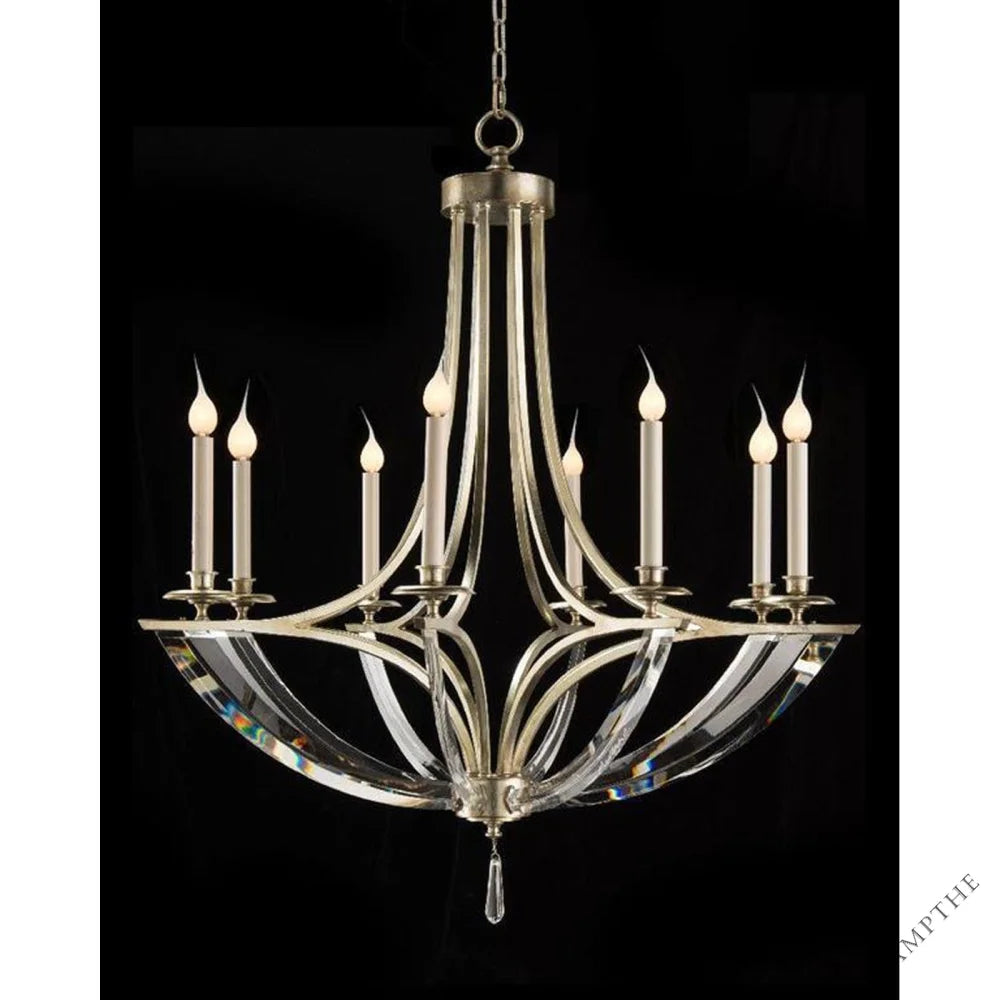Oval crystal candlestick five-light chandelier 39"