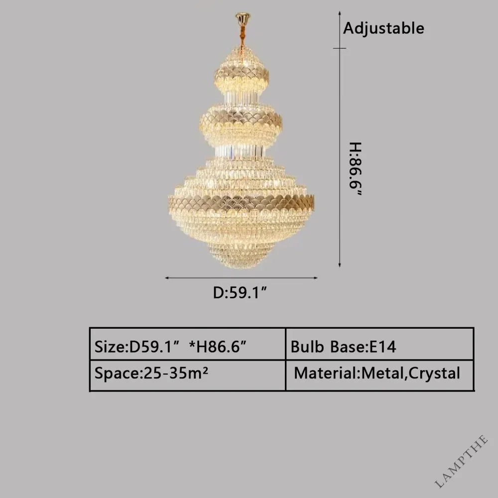 Patine Multi-layers Gold Crystal Chandelier