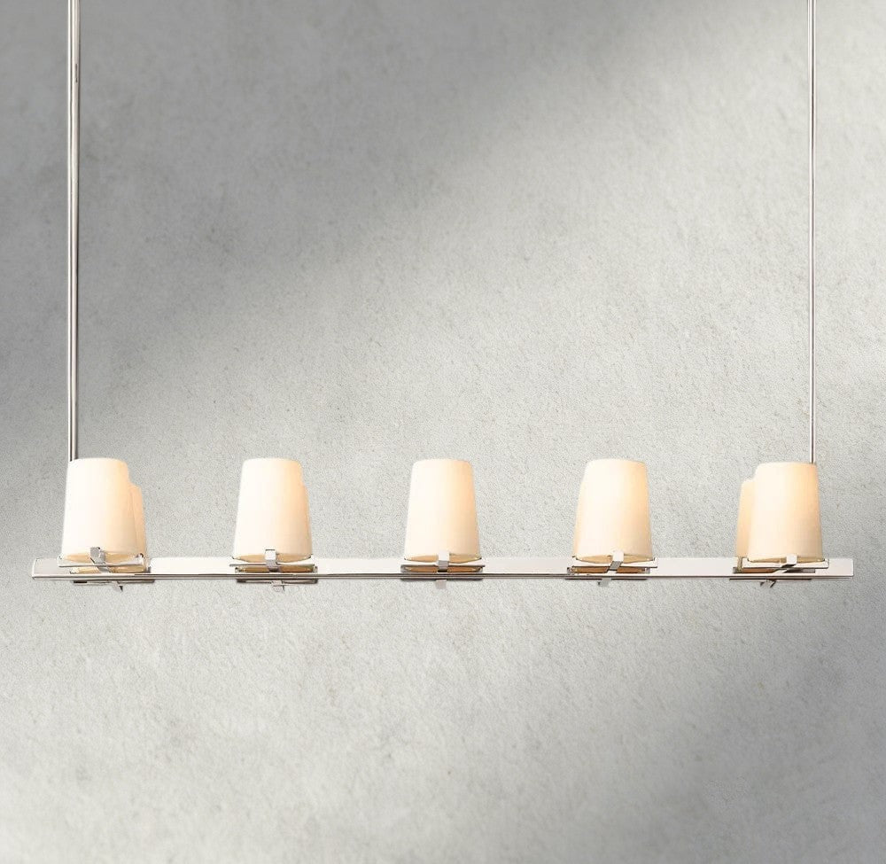 49" / Nickle Pauillac Fabric Shade Linear Chandelier 49", 60"