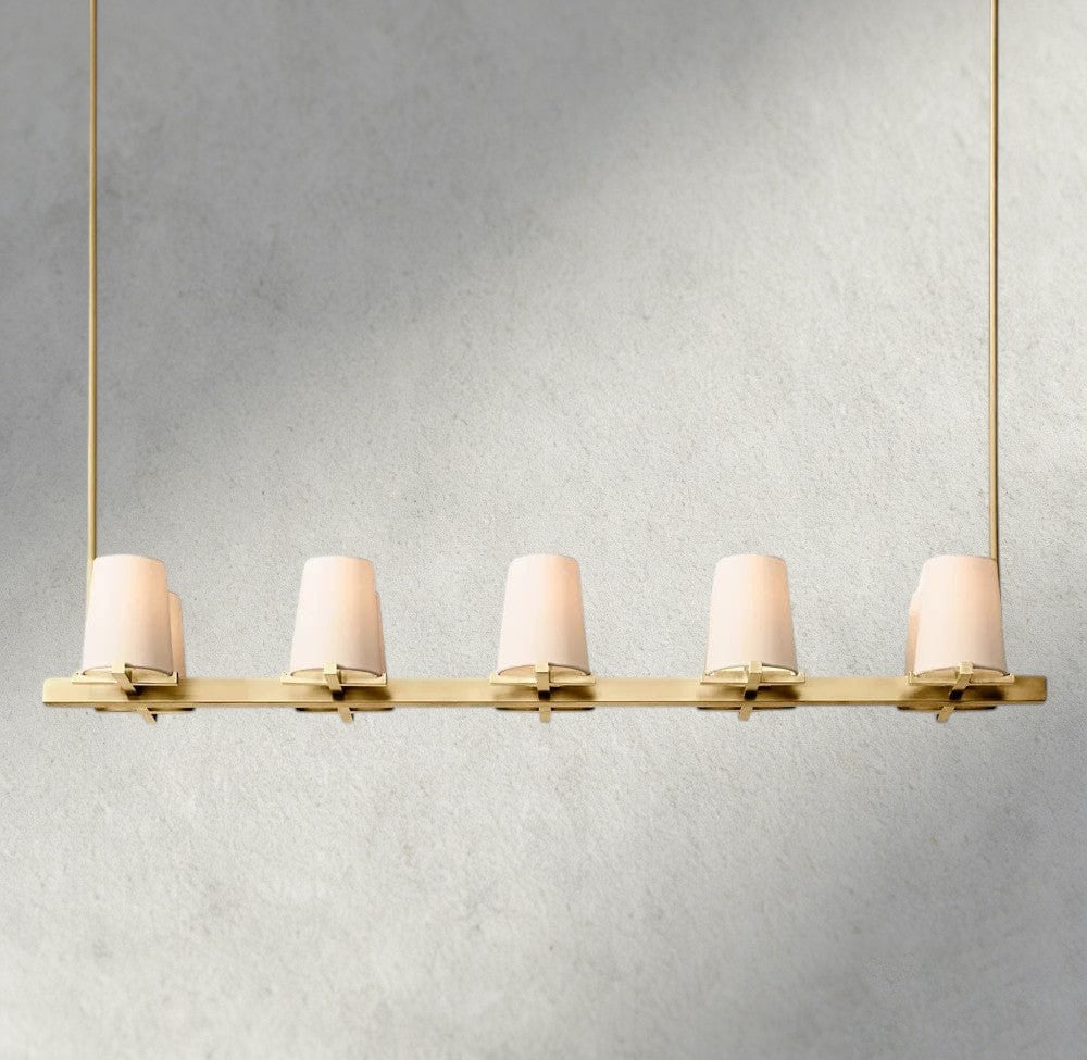 49" / Brass Pauillac Fabric Shade Linear Chandelier 49", 60"