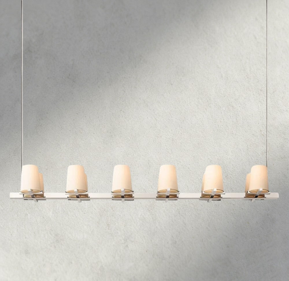 60" / Nickle Pauillac Fabric Shade Linear Chandelier 49", 60"