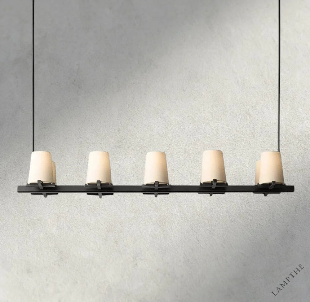 49" / Bronze Pauillac Fabric Shade Linear Chandelier 49", 60"