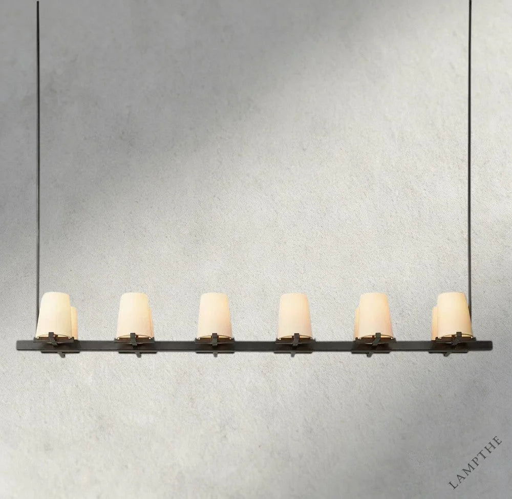 60" / Bronze Pauillac Fabric Shade Linear Chandelier 49", 60"