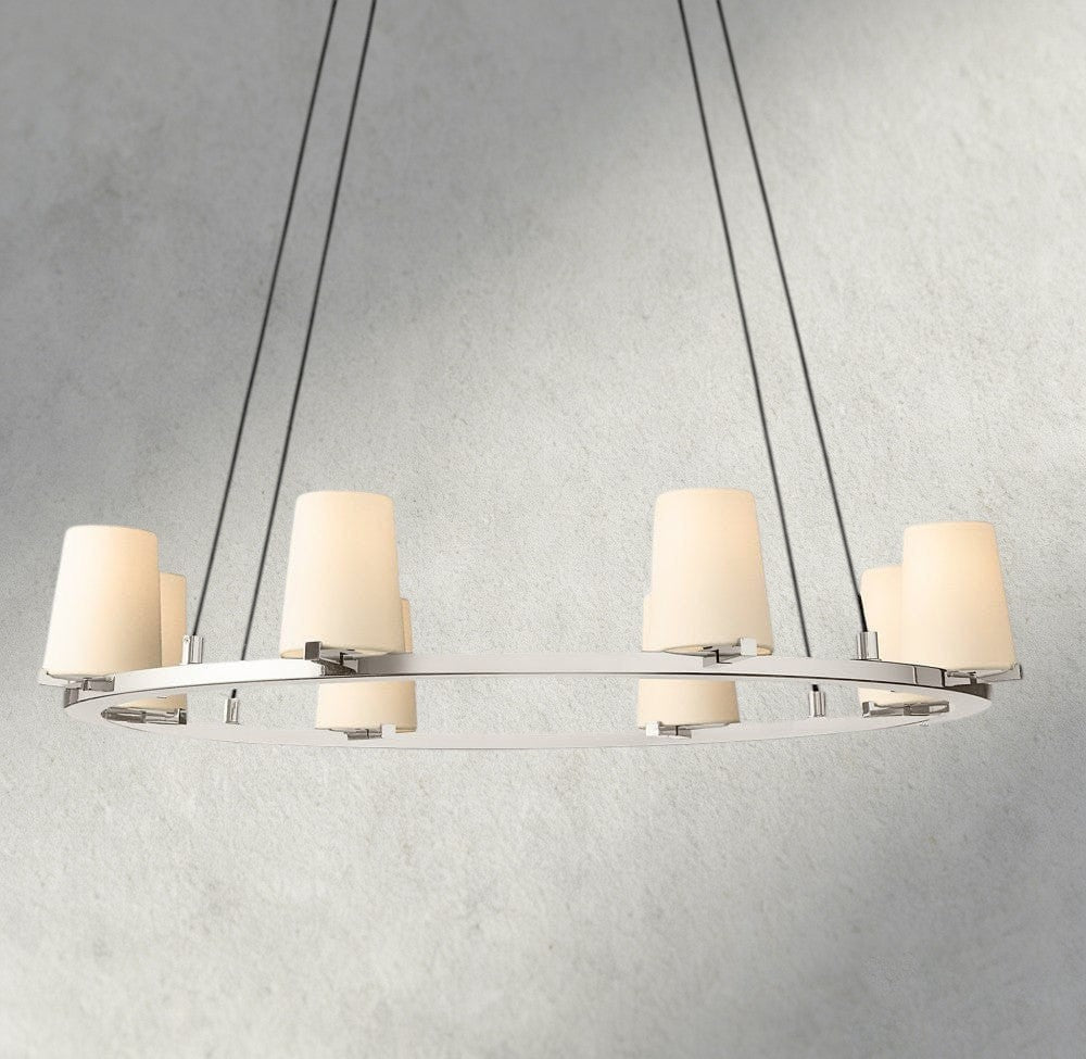 36" / Nickle Pauillac Fabric Shade Round Chandelier 36", 48", 60"