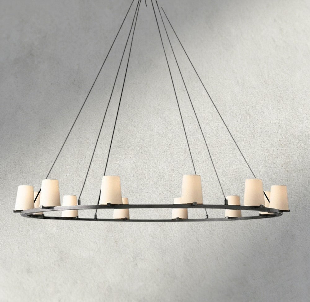 60" / Bronze Pauillac Fabric Shade Round Chandelier 36", 48", 60"