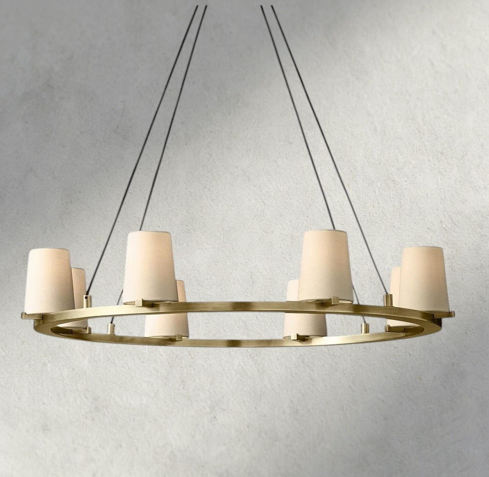 36" / Brass Pauillac Fabric Shade Round Chandelier 36", 48", 60"