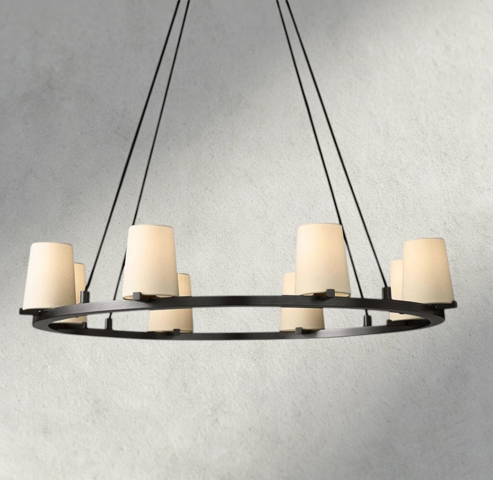 36" / Bronze Pauillac Fabric Shade Round Chandelier 36", 48", 60"
