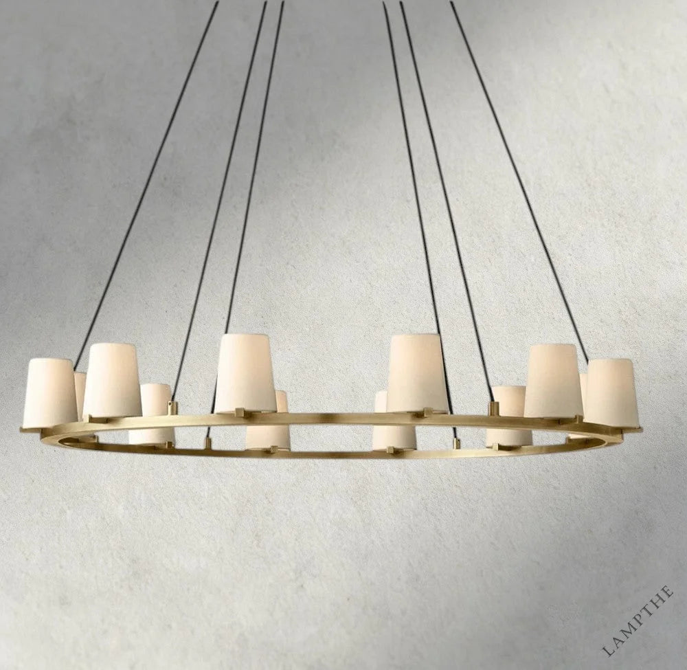 48" / Brass Pauillac Fabric Shade Round Chandelier 36", 48", 60"