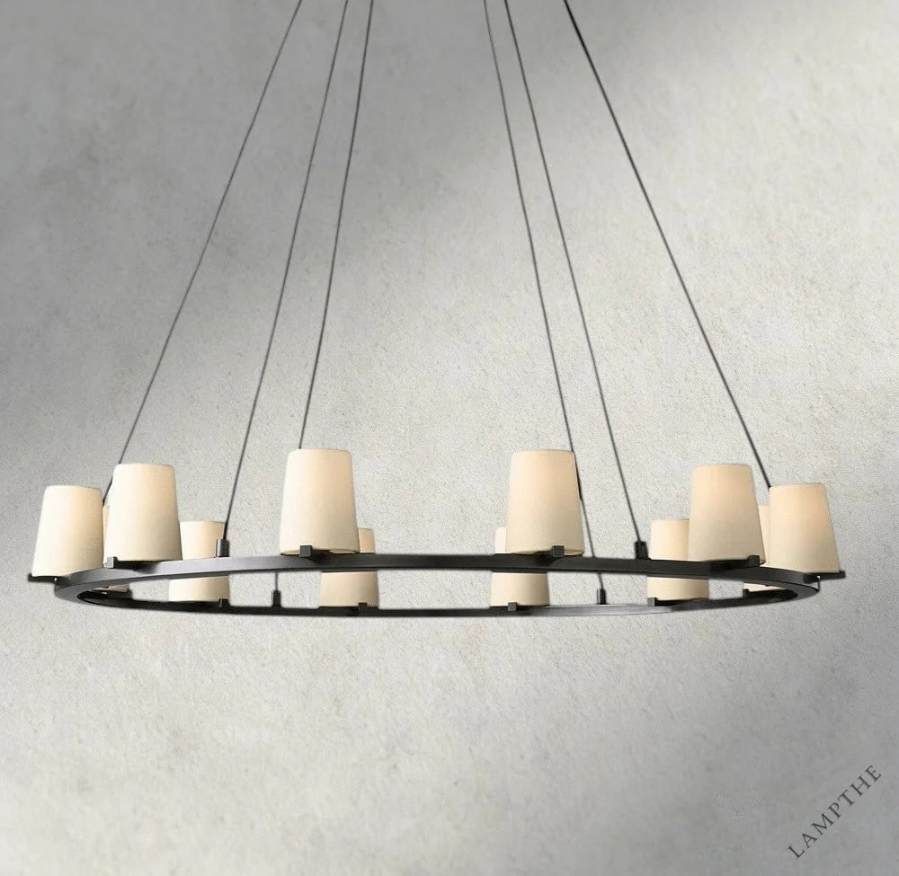 48" / Bronze Pauillac Fabric Shade Round Chandelier 36", 48", 60"