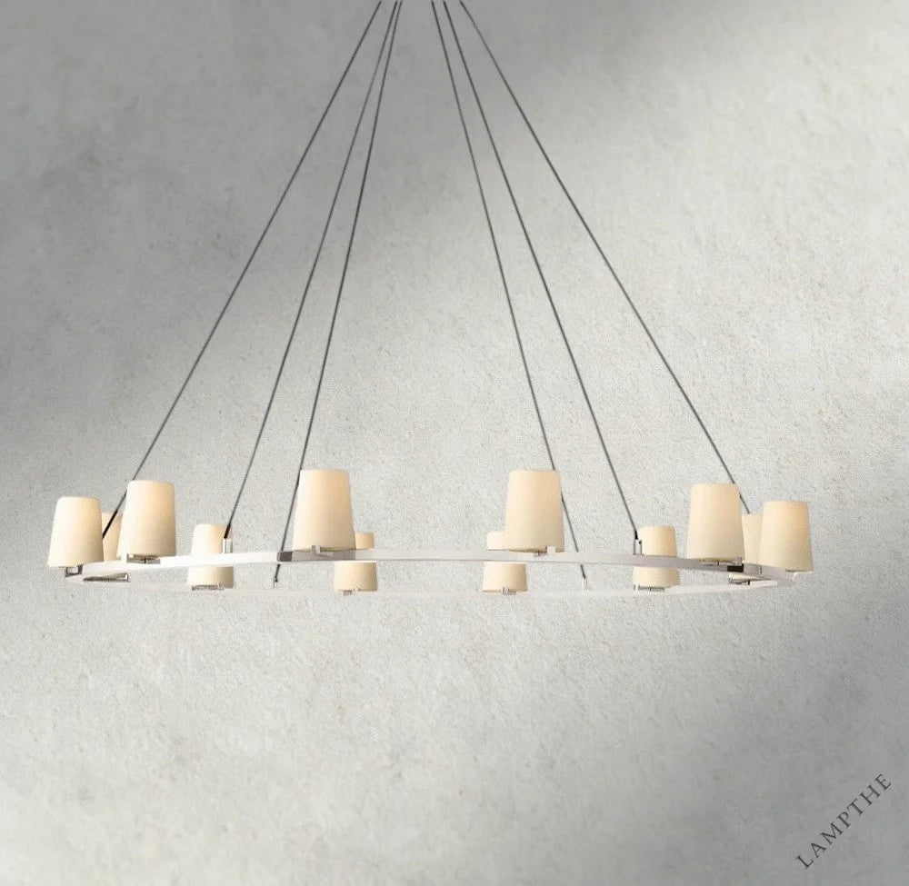 60" / Nickle Pauillac Fabric Shade Round Chandelier 36", 48", 60"