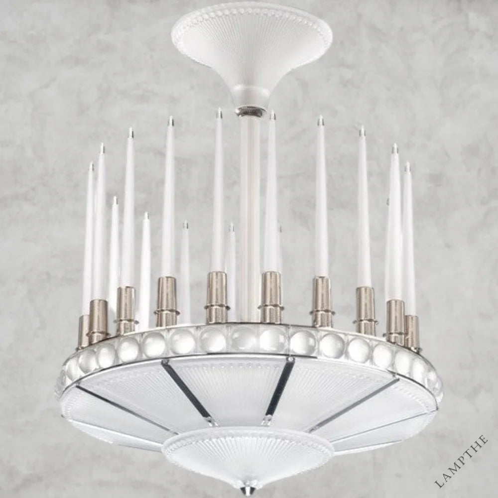 Nickel Peres Candles Chandelier 27D"