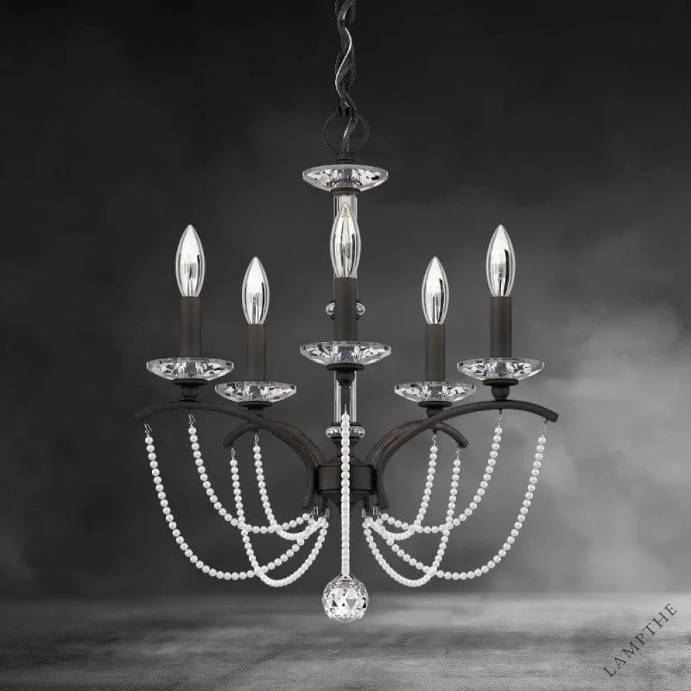 Black / Clear Optic Crystal Priscilla Crystal Candlestick Chandelier 18"