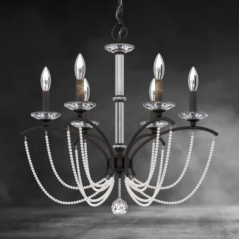 Black / Clear Optic Crystal Priscilla Crystal Candlestick Chandelier 23"