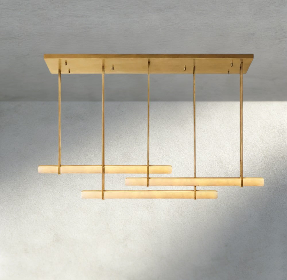 Audubon Alabaster Triple Bar Linear Chandelier