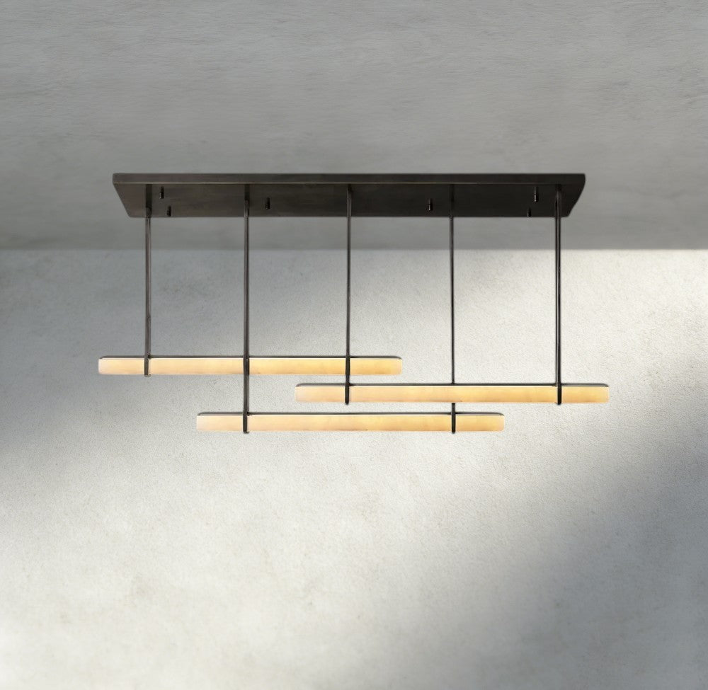 Audubon Alabaster Triple Bar Linear Chandelier