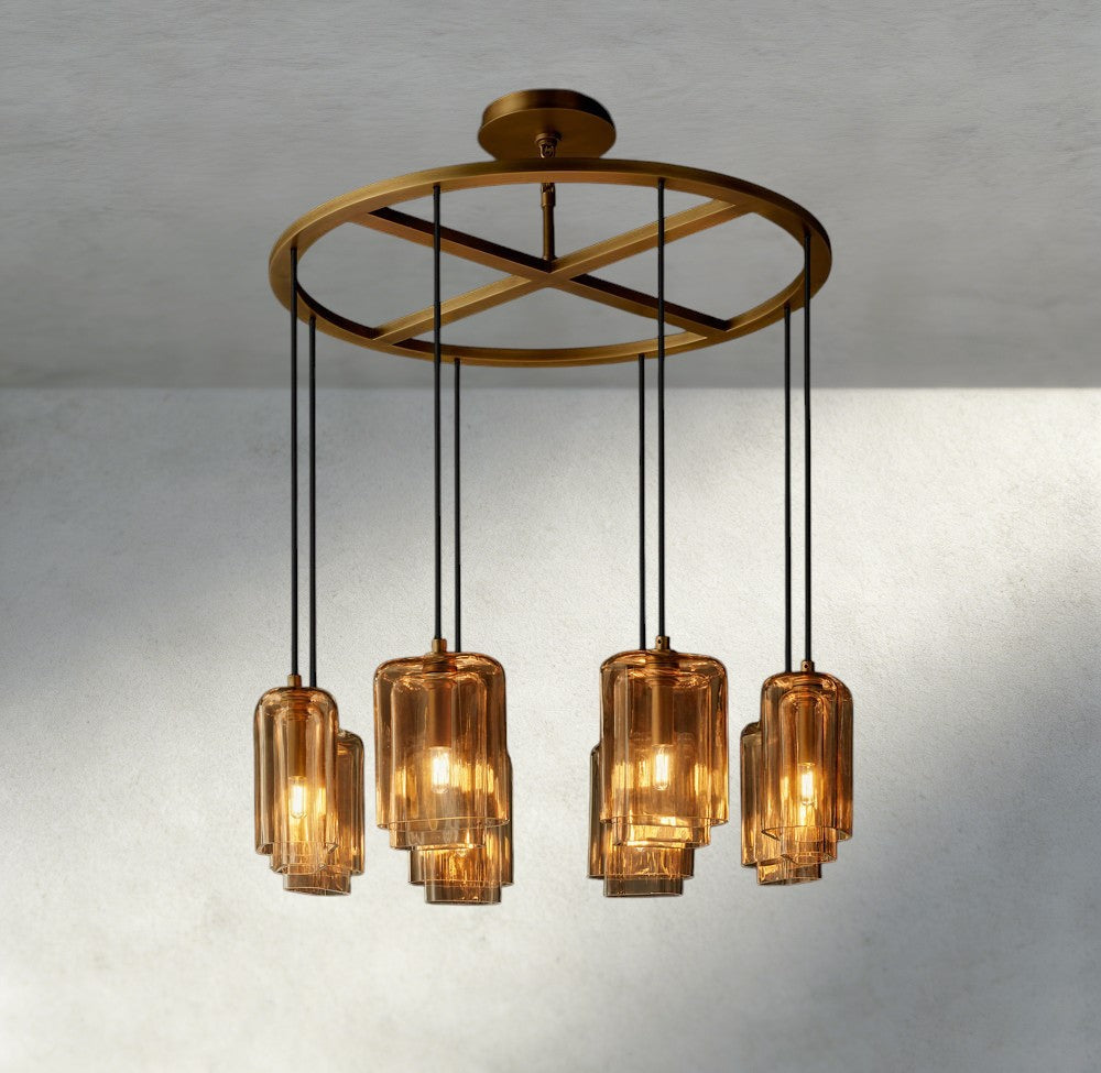Lacour Amber Glass Round Chandelier