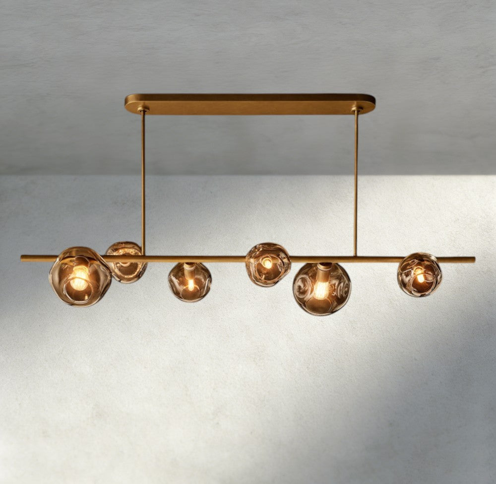 Bubble Smoke Glass Linear Chandelier