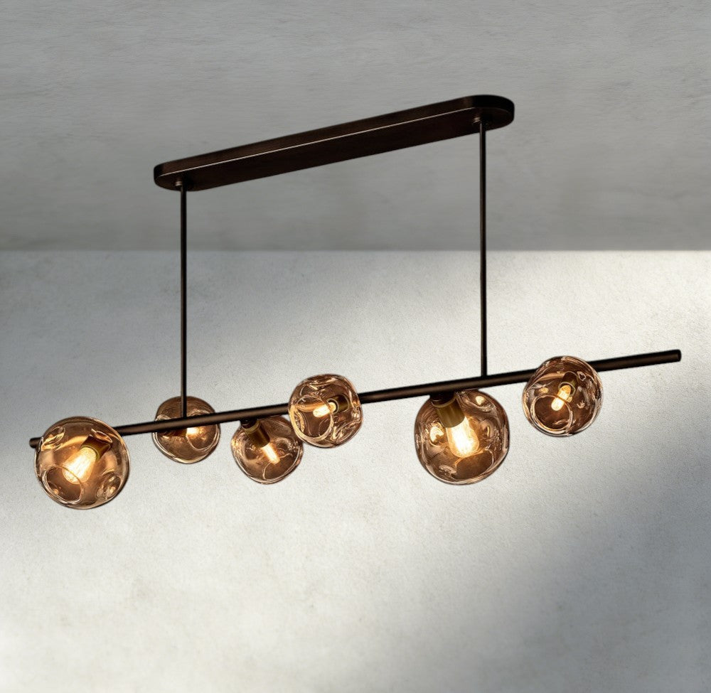 Bubble Smoke Glass Linear Chandelier