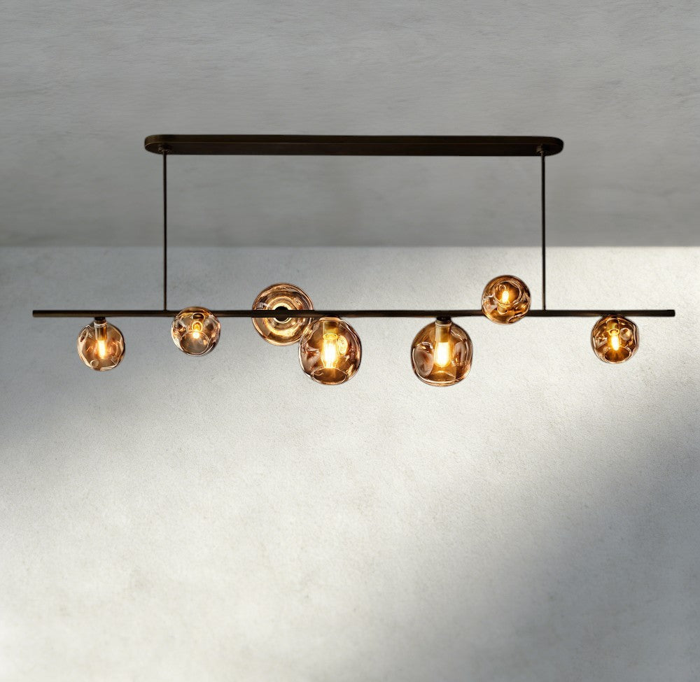 Bubble Smoke Glass Linear Chandelier