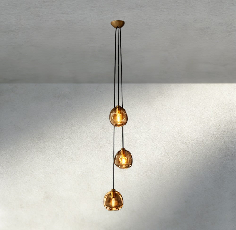 Bubble Smoke Glass Cascade Pendant