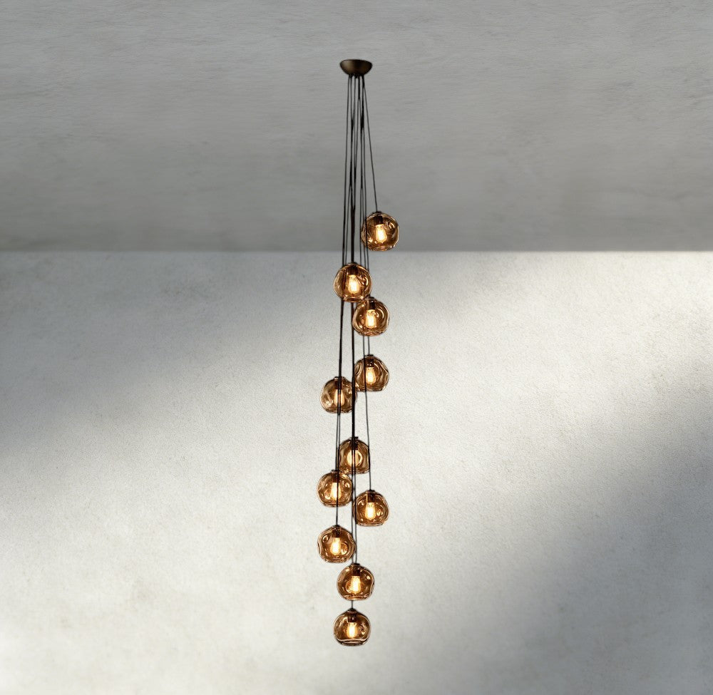 Bubble Smoke Glass Cascade Pendant