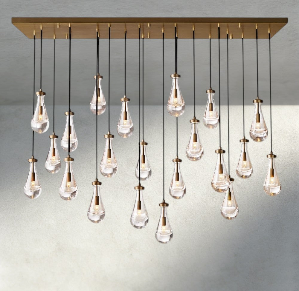 72" / Brass Rain Rectangular Chandelier 54", 72"
