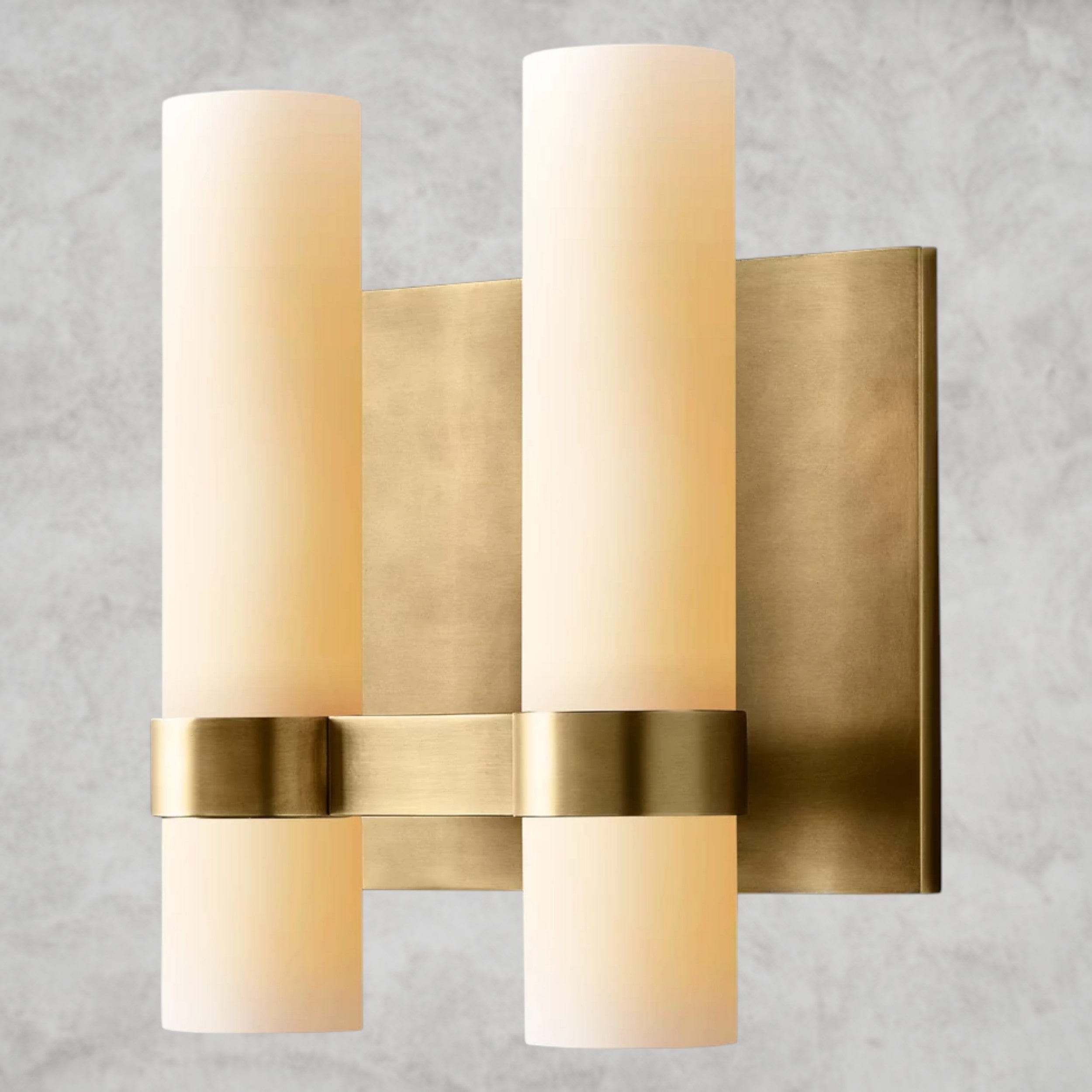 Brass Ravelle Milk Glass Double Sconce