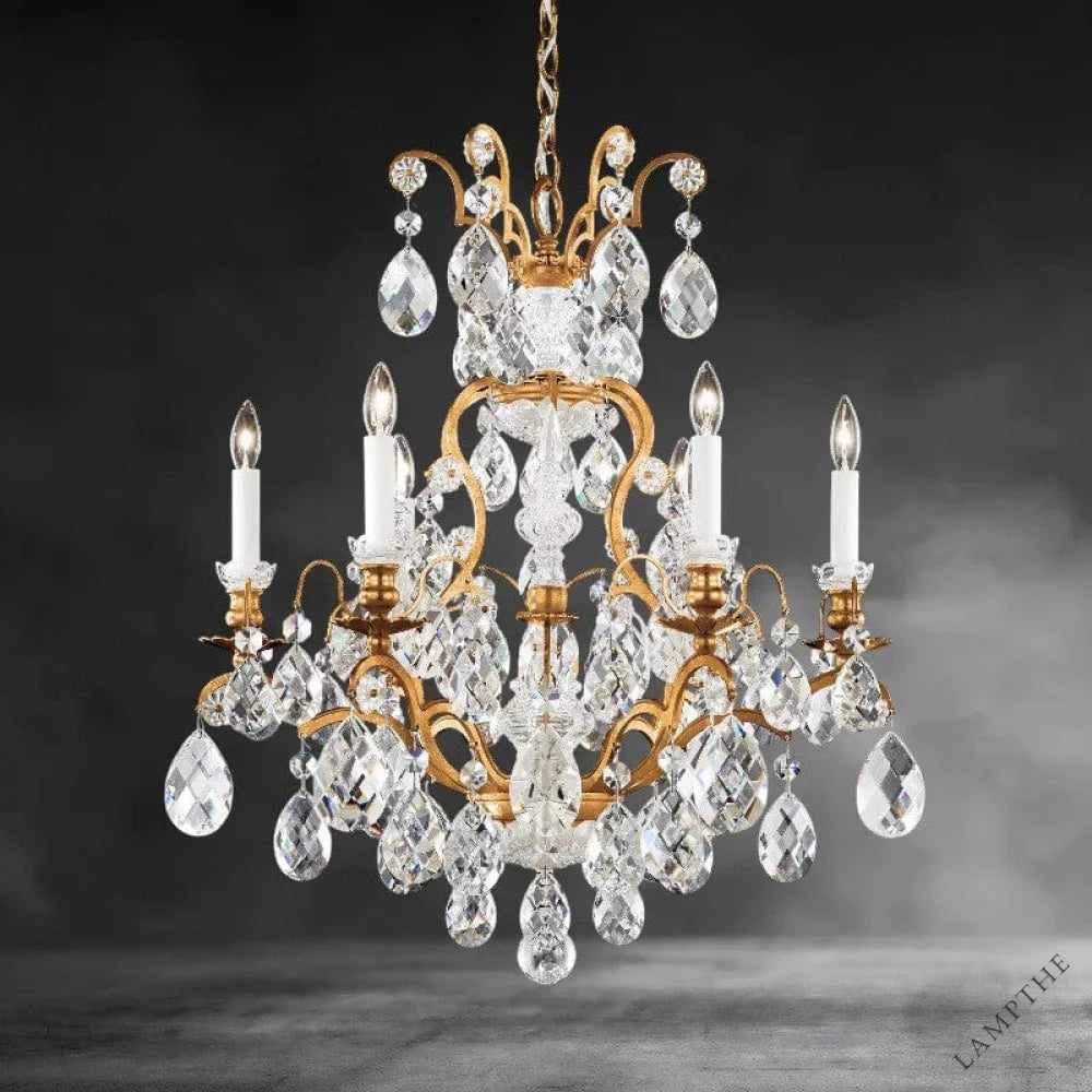 French Gold / Clear Heritage Crystal Renaissance Chandelier 23"