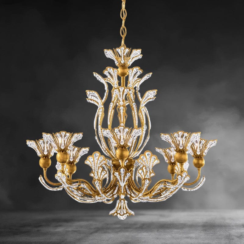 Heirloom Gold / Clear Radiance Rivendell 8 Light Crystal Chandelier 26"
