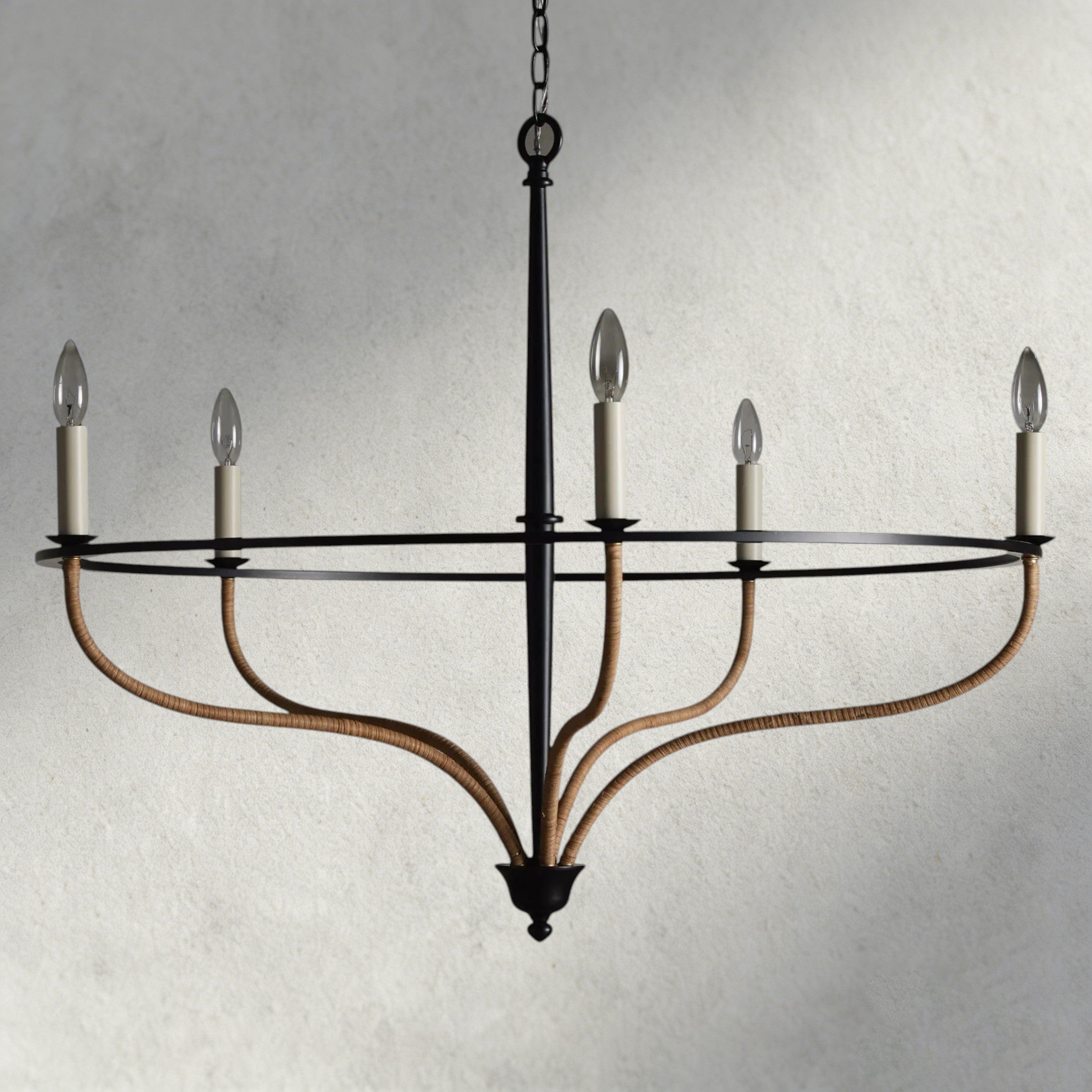 Rosalind Rattan Chandelier in Black