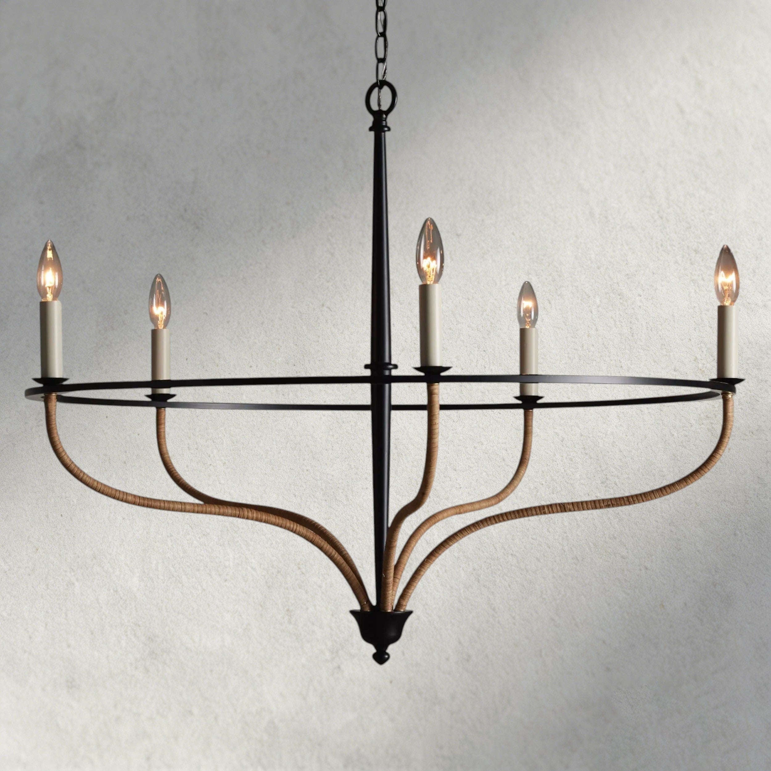 Rosalind Rattan Chandelier in Black