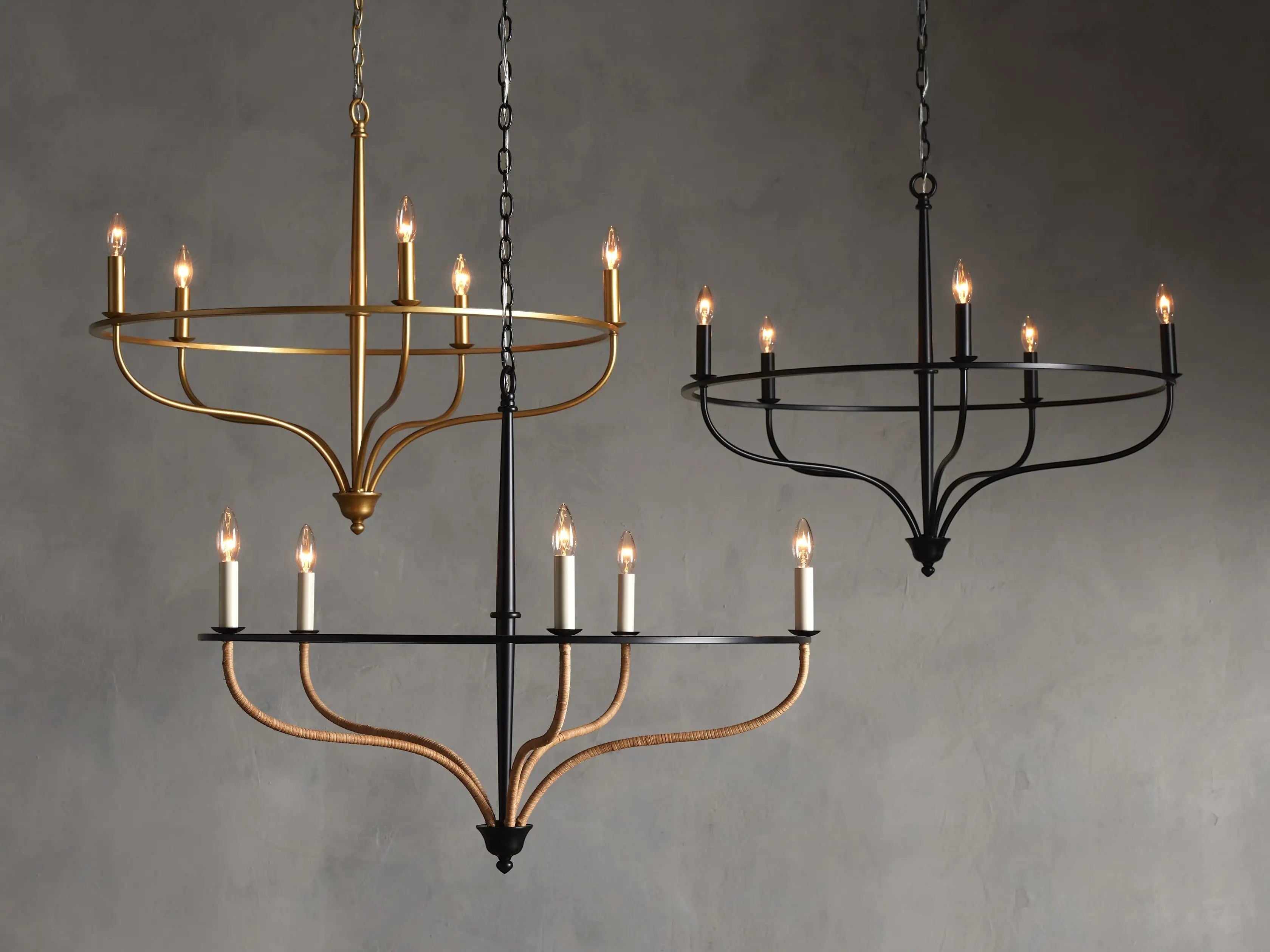Rosalind Rattan Chandelier in Black