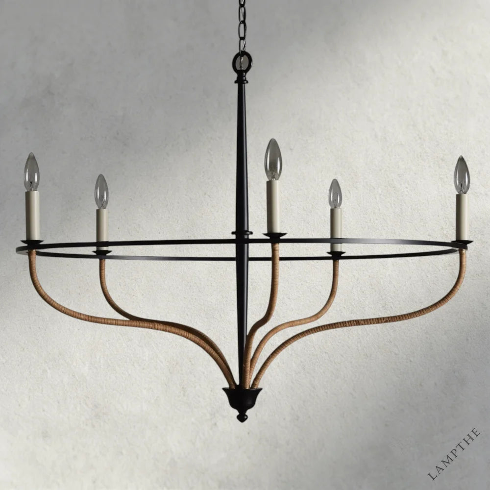 Rosalind Rattan Chandelier in Black