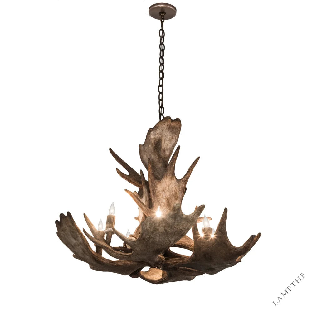 Rustic Lodge 10 - Light Chandelier 33"W