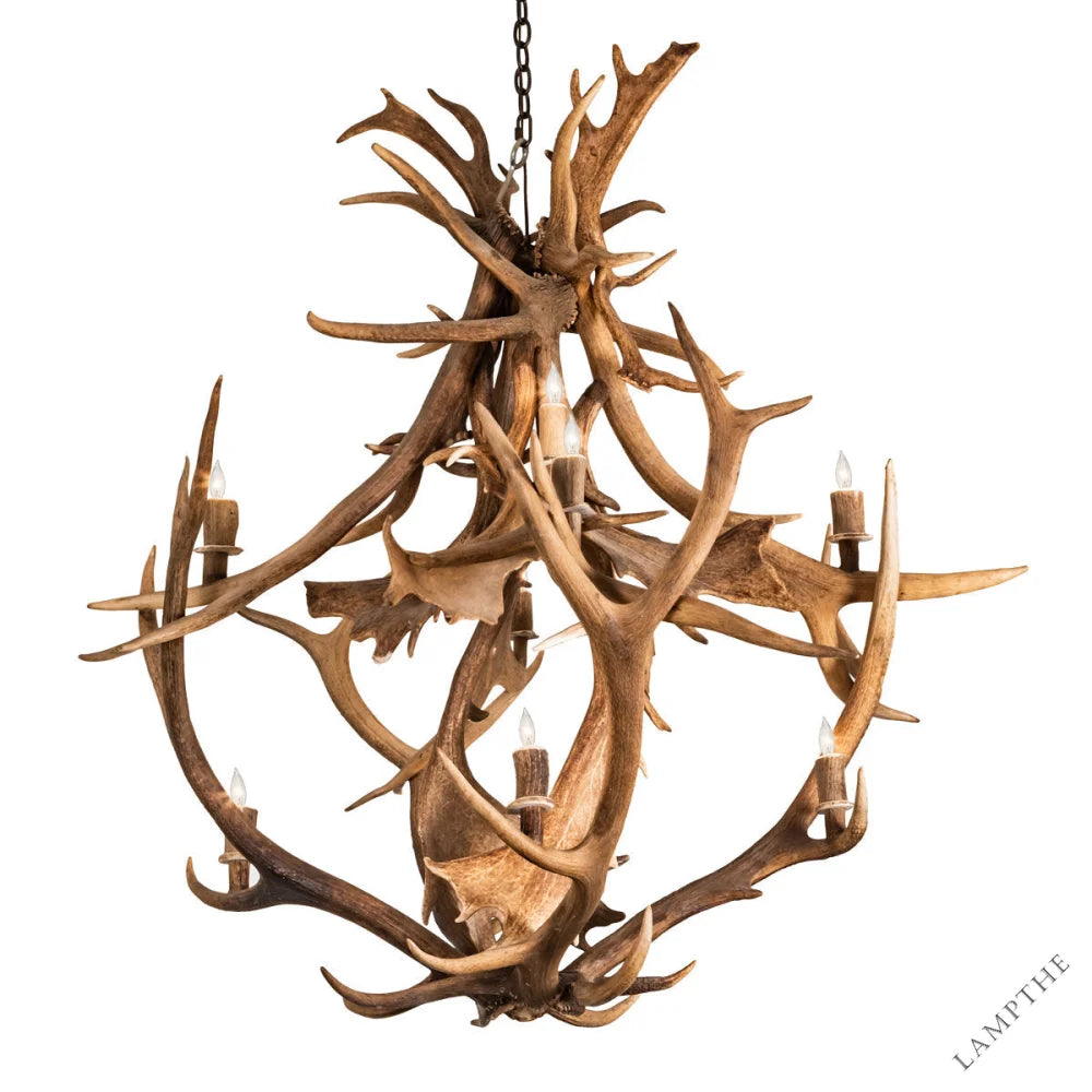 Rustic Lodge 10 - Light Chandelier 55"W