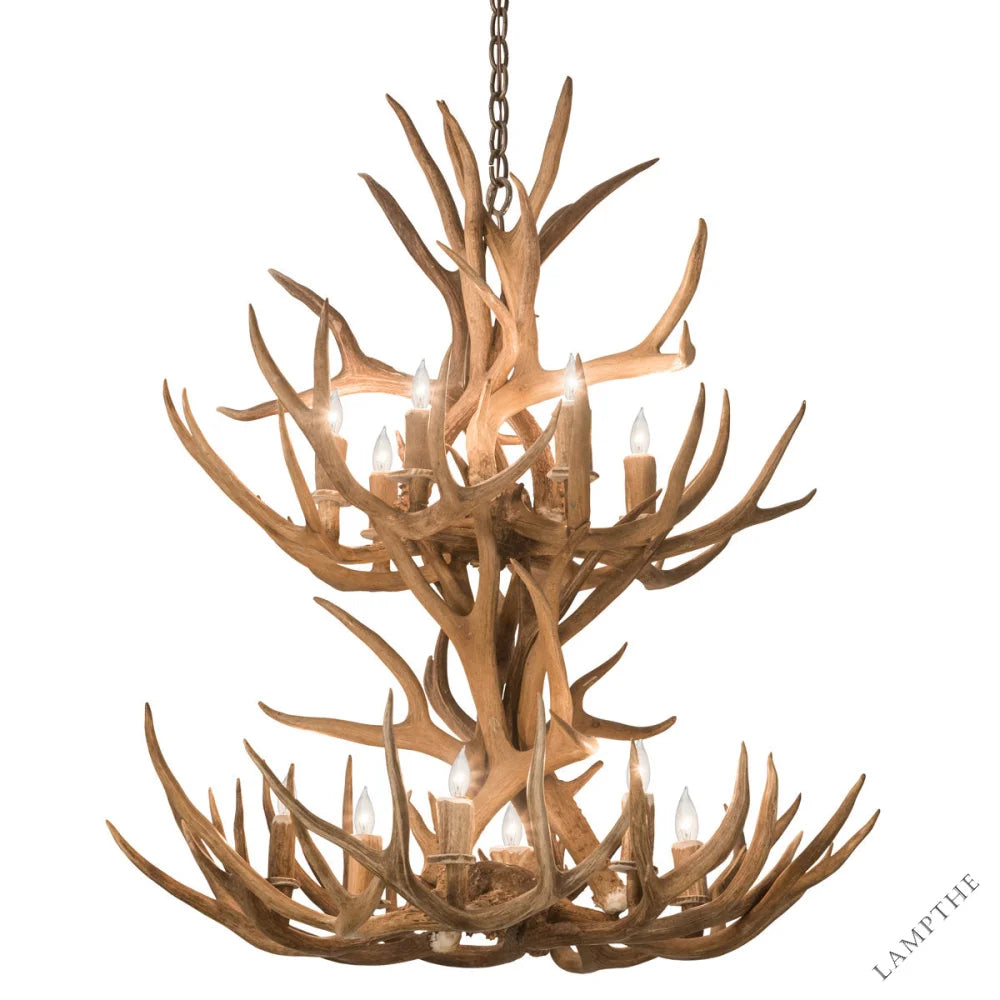 Rustic Lodge 12 - Light Chandelier 34"W