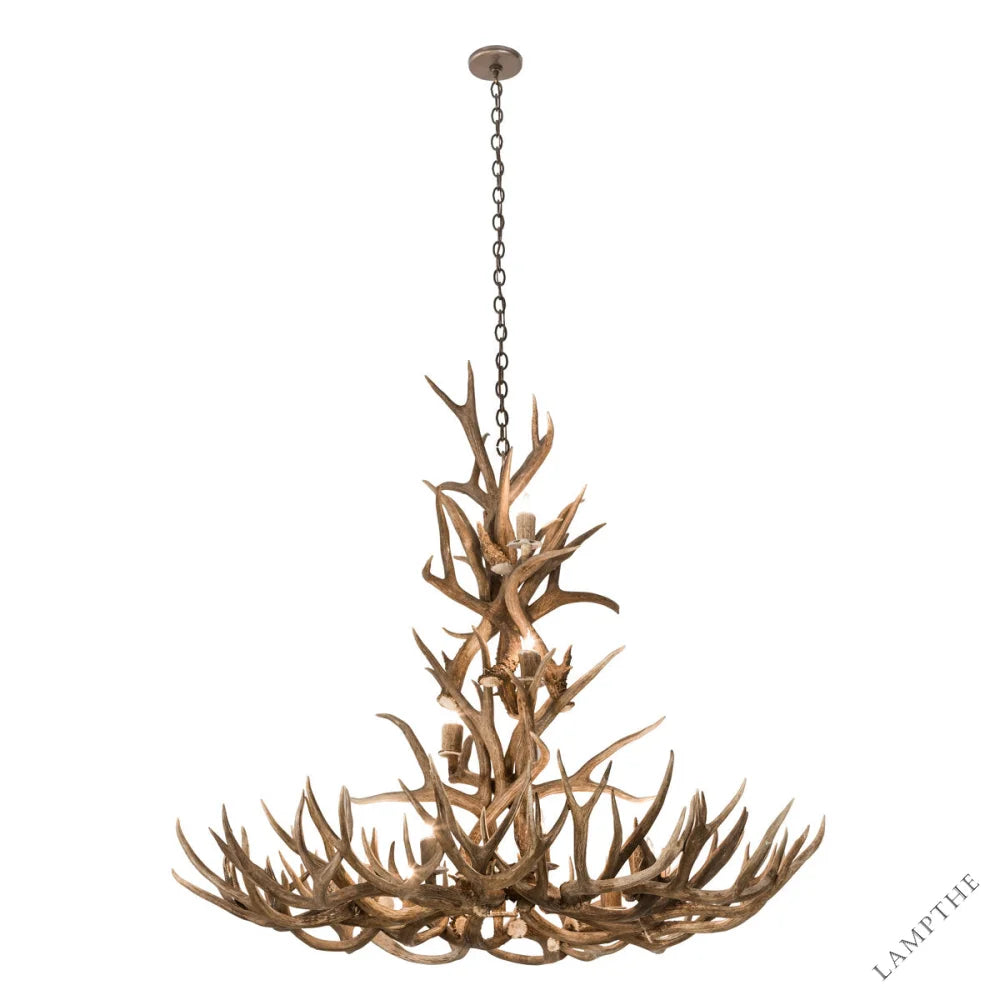 Rustic Lodge 12 - Light Chandelier 52"W