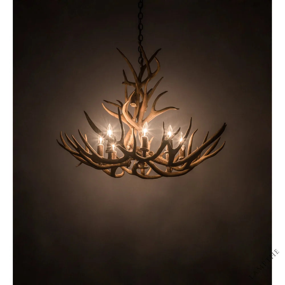 Rustic Lodge 8 - Light Chandelier 32"W