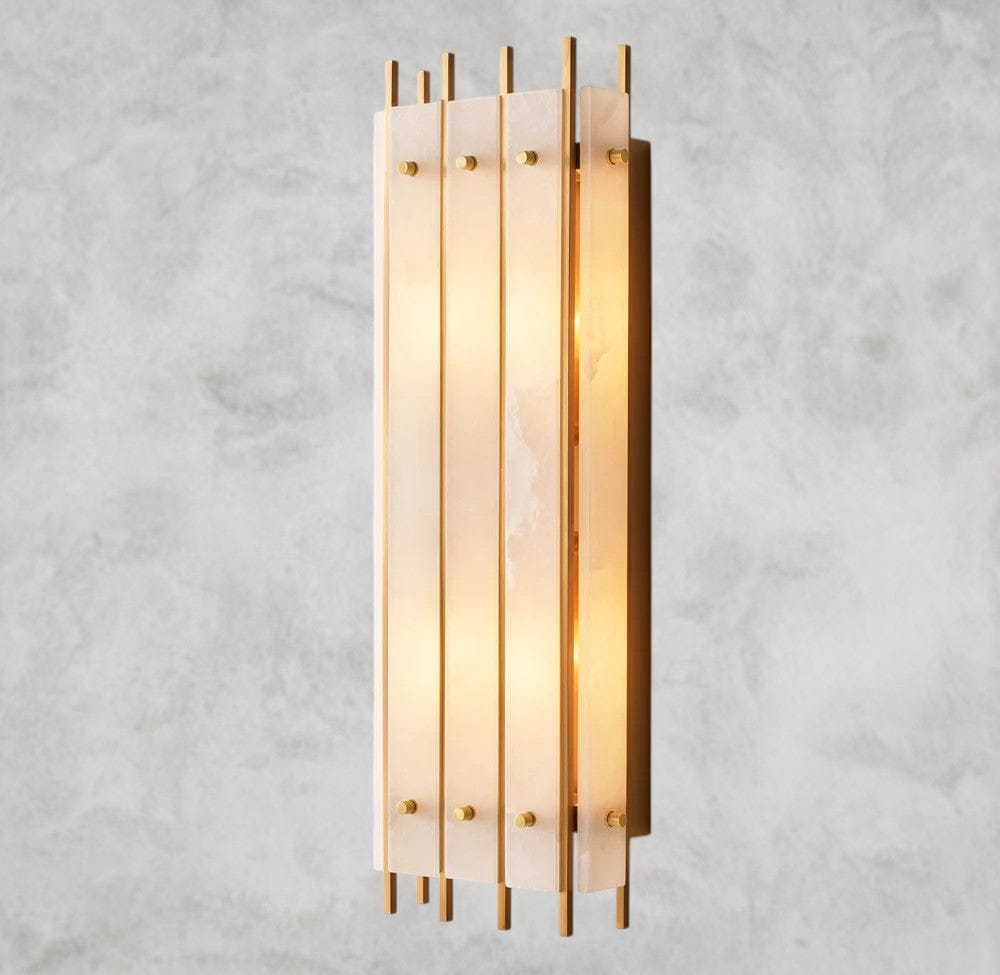 Brass San Marco Alabaster Grand Rectangular Sconce