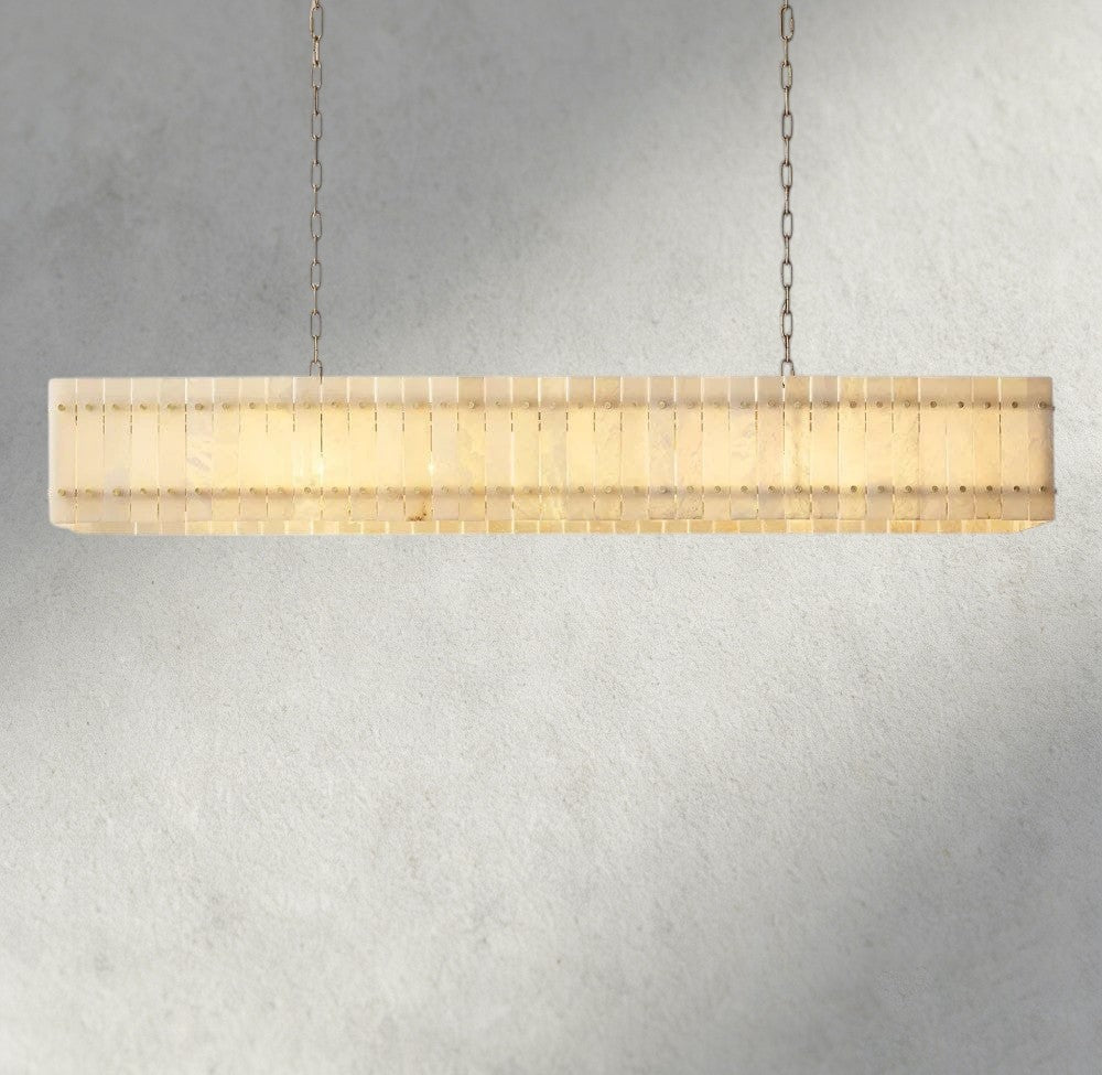 72" / Brass San Marco Alabaster Linear Chandelier 54", 72"