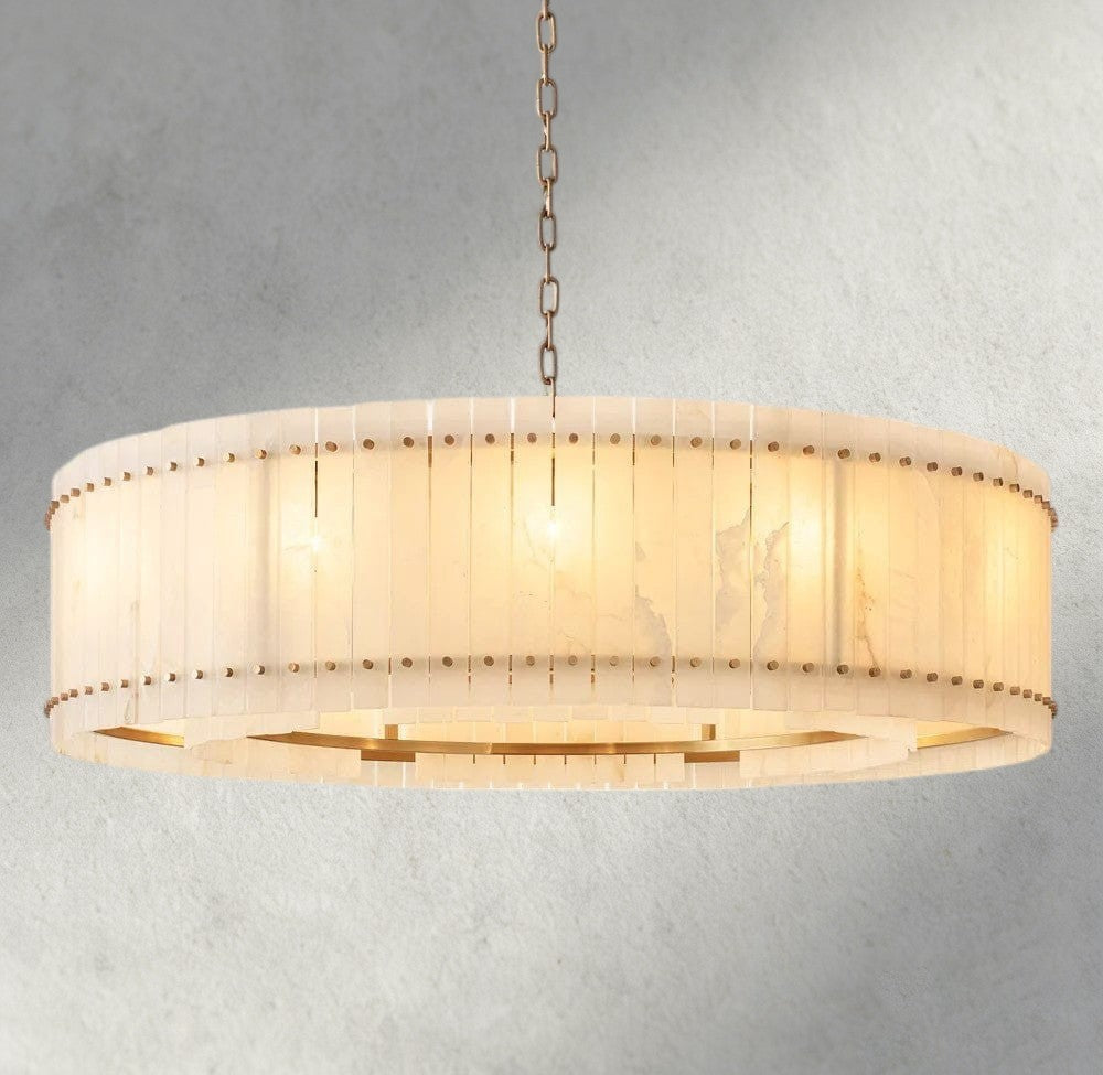 60" / Brass San Marco Alabaster Round Chandelier 22", 37", 48", 60"