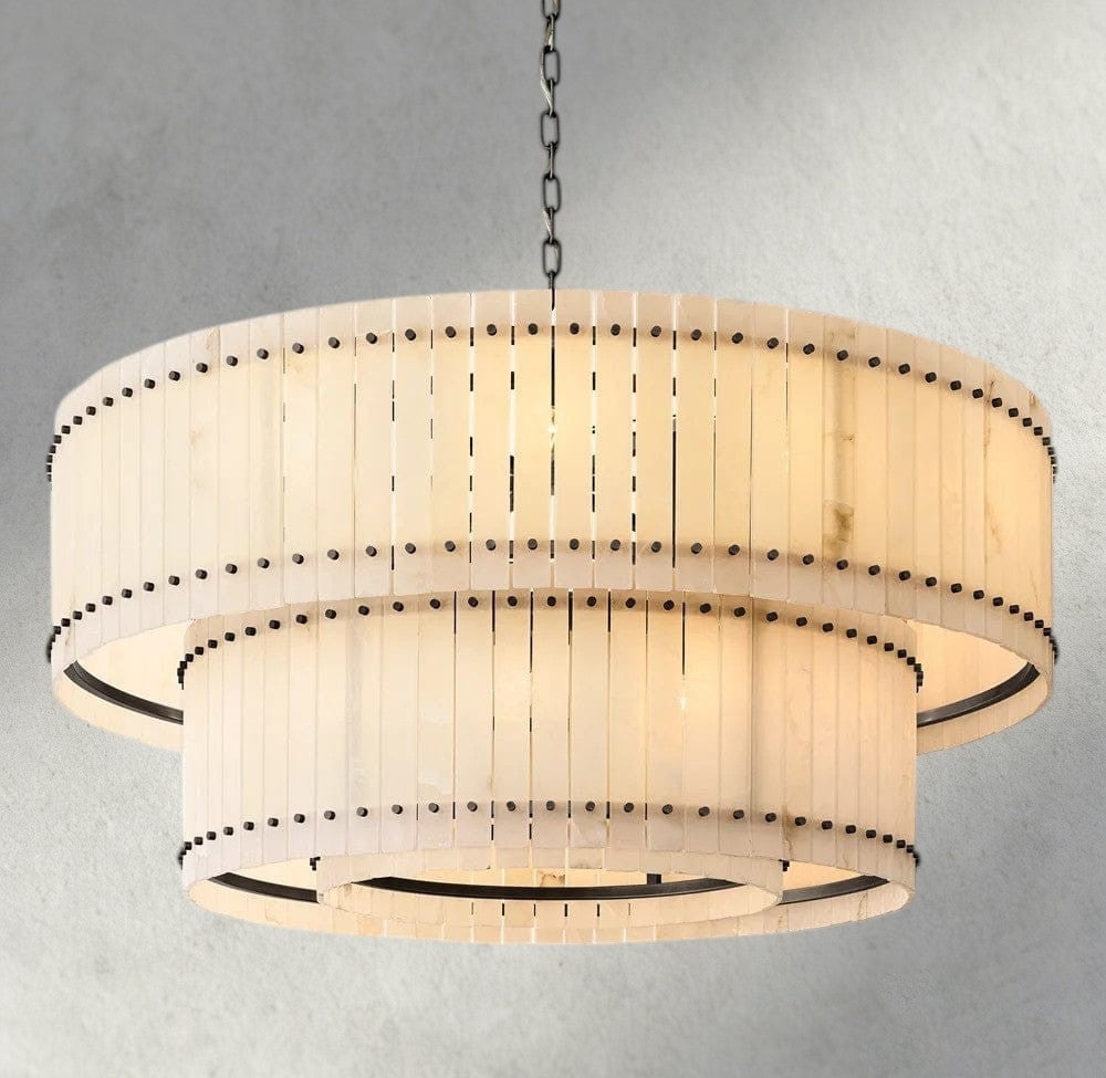 60" / Bronze San Marco Alabaster Round Tiered Chandelier 22", 37", 48", 60"