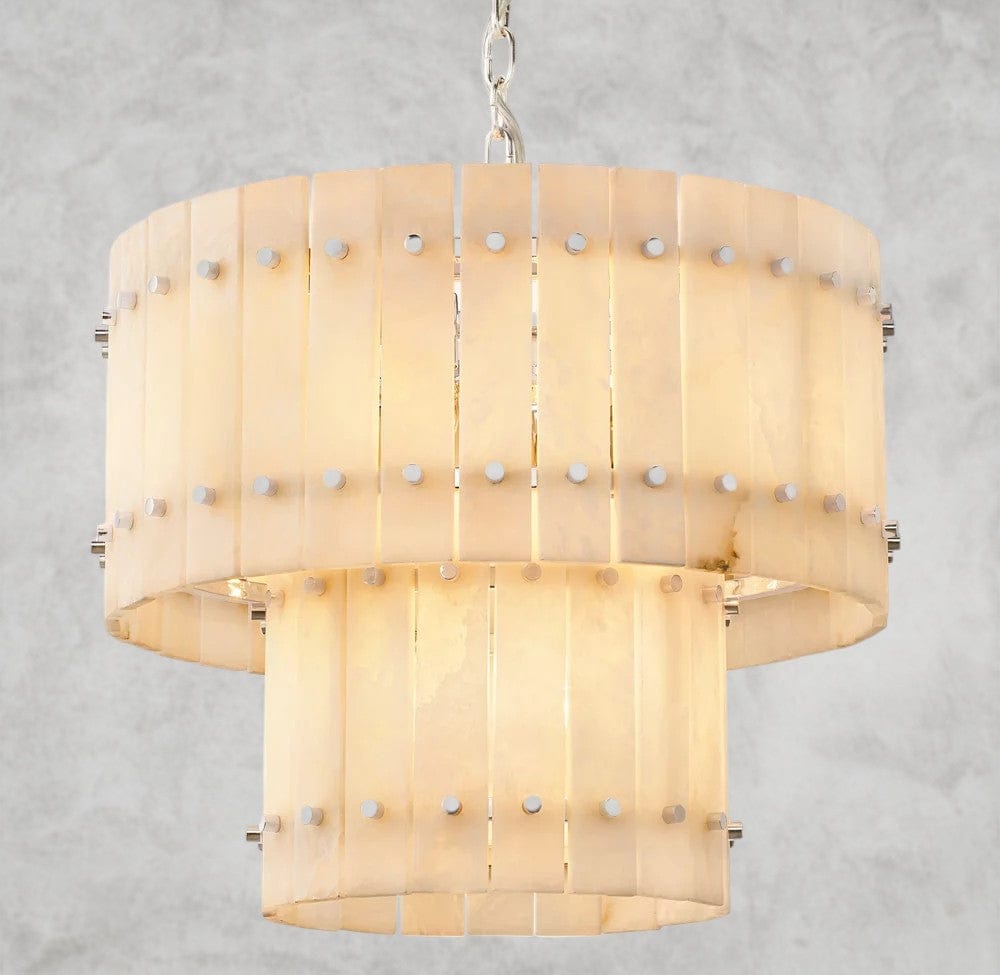 22" / Nickle San Marco Alabaster Round Tiered Chandelier 22", 37", 48", 60"