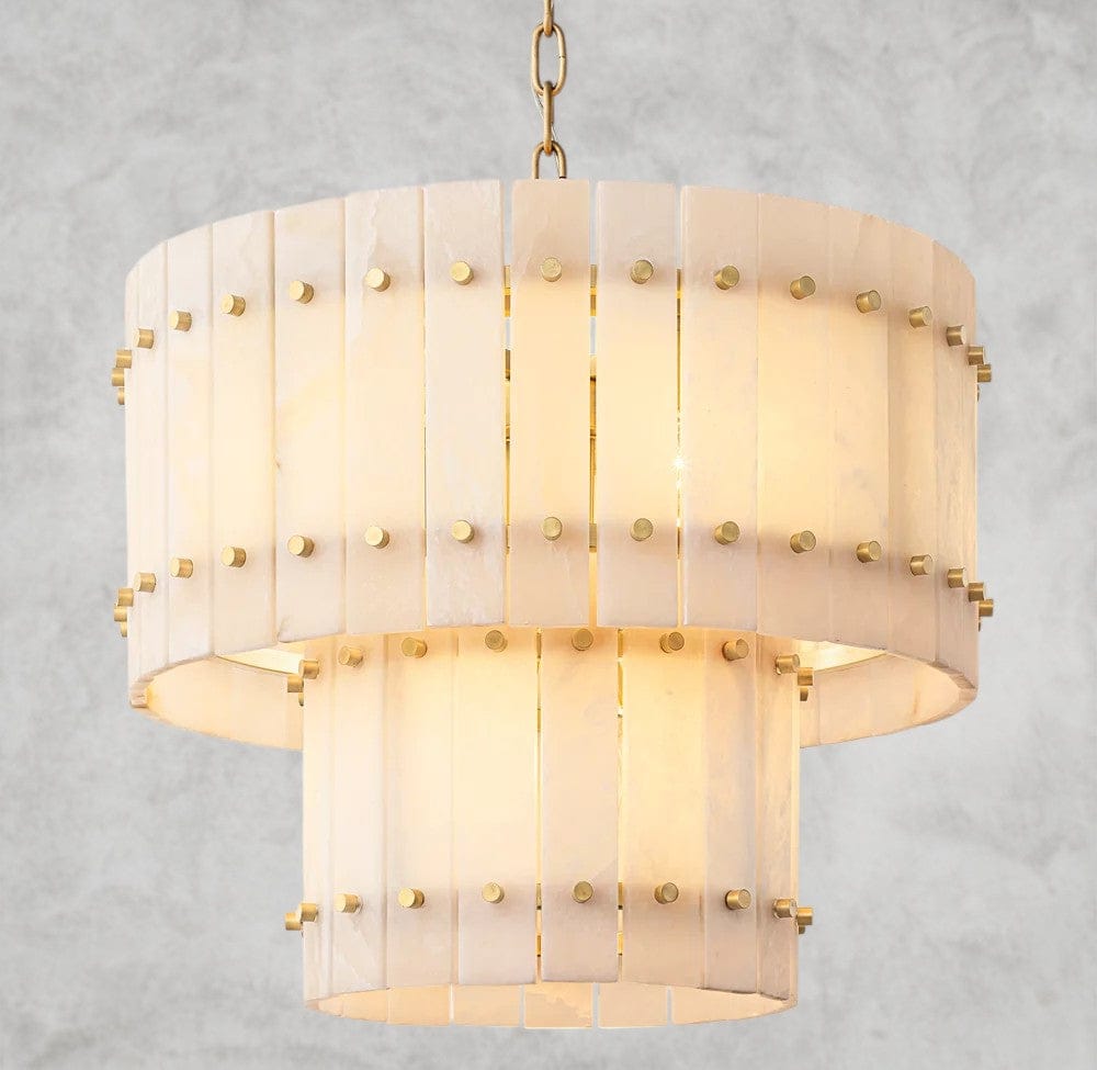 22" / Brass San Marco Alabaster Round Tiered Chandelier 22", 37", 48", 60"