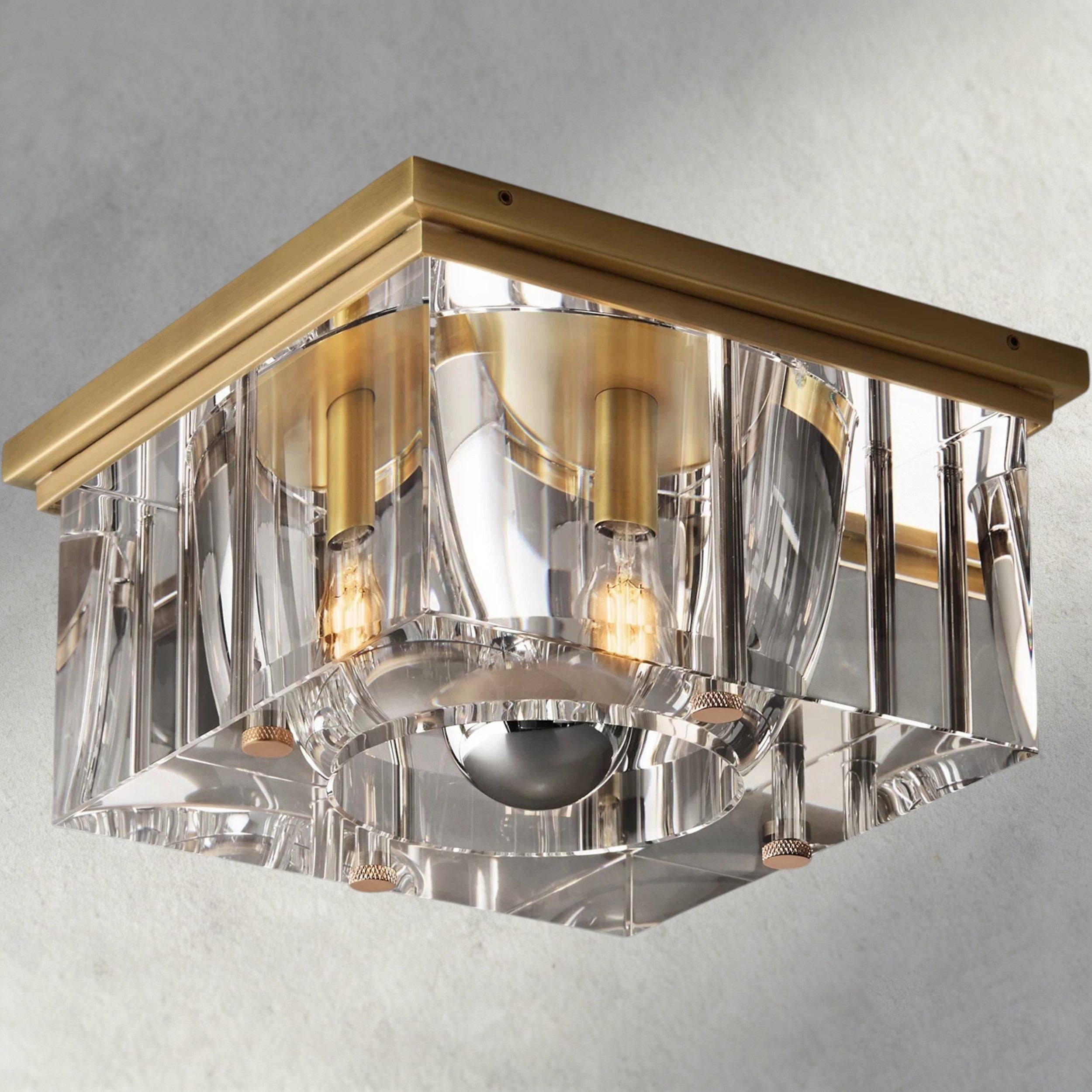 12" / Brass Savile Square Flushmount 10", 12", 14"