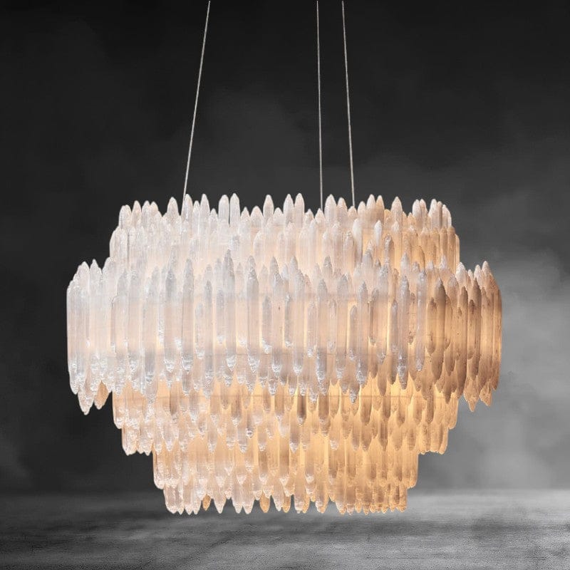 Large Selenite Layer Round Pendant