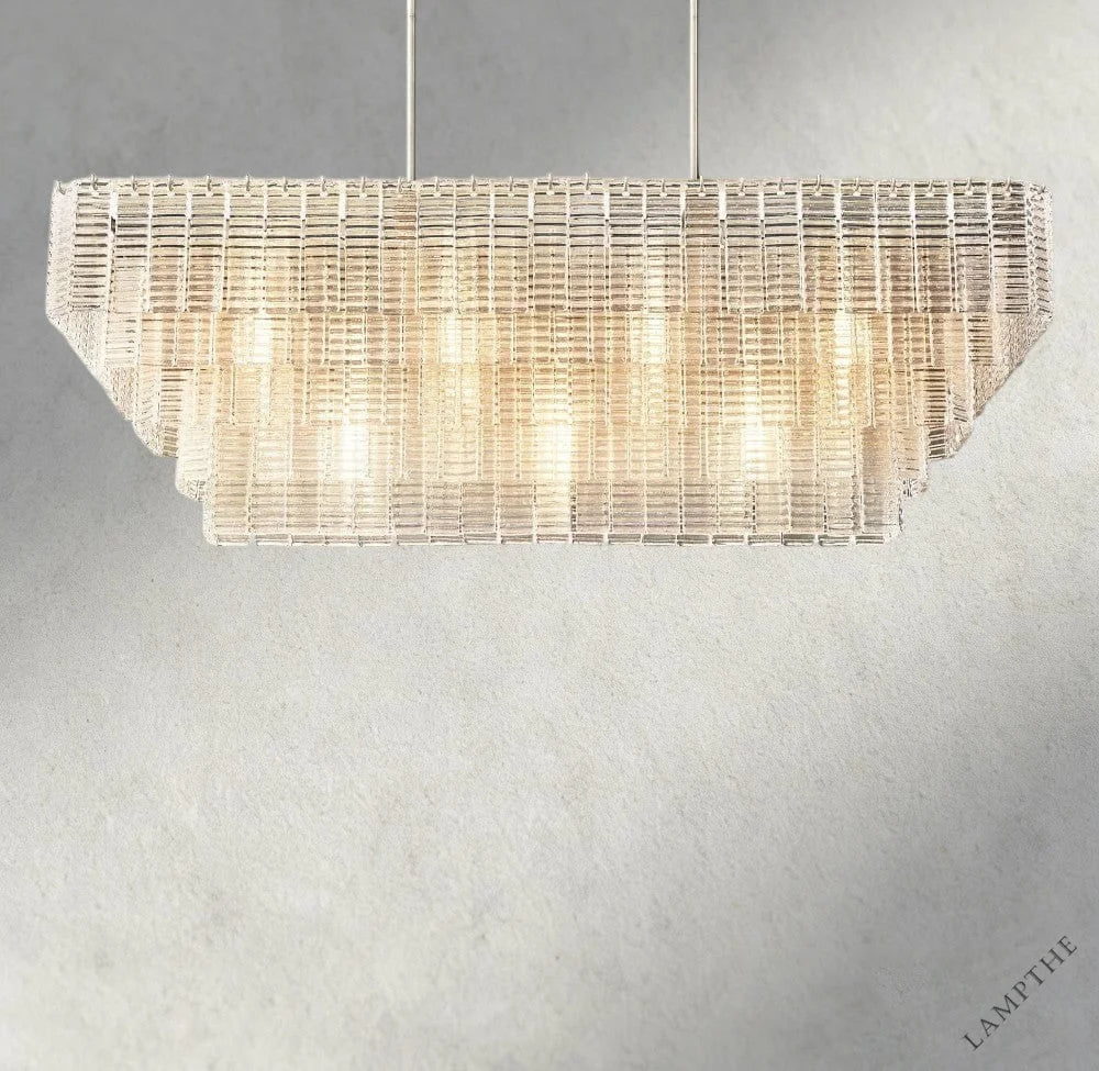Nickle Sirene Clear Glass Rectangular Chandelier 59"