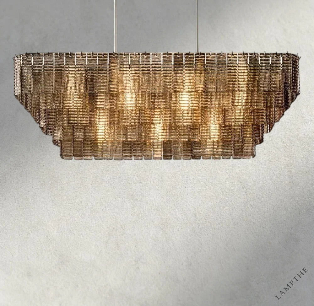 59" / Nickle Sirene Smoke Glass Rectangular Chandelier 59", 77"