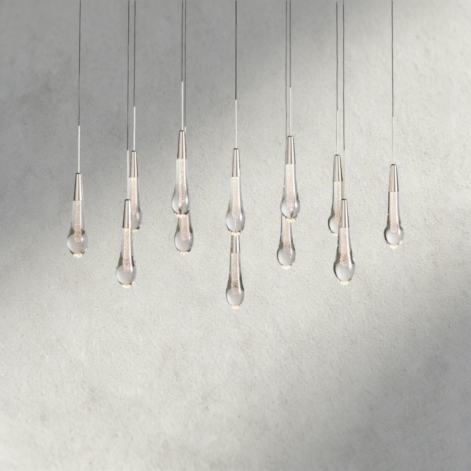 37" / Nickle Soltaire Linear Chandelier 37", 50", 60", 70"